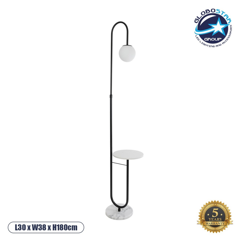 GLOBOSTAR® CORDELIA 02026 Μοντέρνο Επιδαπέδιο Φωτιστικό με Ντουί 1 x E27 AC 220-240V IP20 - Μαύρο & Λευκό - Μ30 x Π38 x Υ180cm